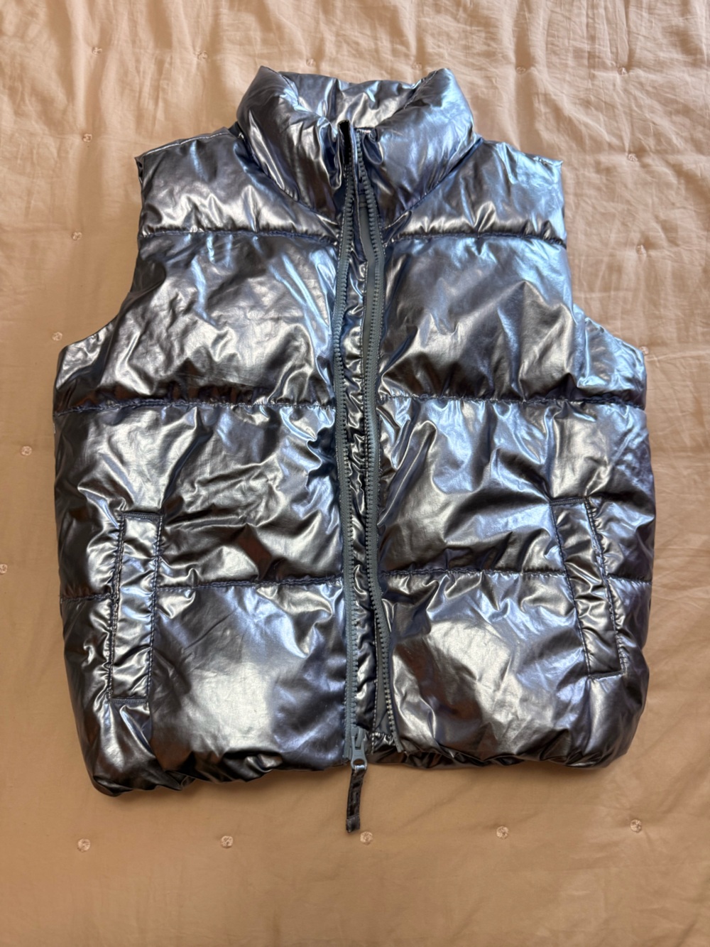 Old Navy Shiny Metallic Quilted Girls Puffer Vest